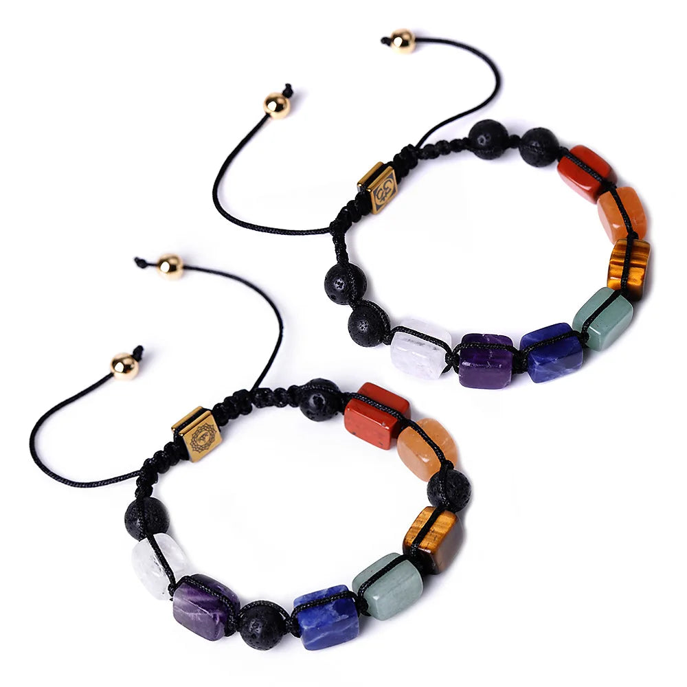 Fashion Natural Gemstone Amethyst Bead Colourful Women Men 7 Chakra Bracelets Hamsa Hand Lapis Lazuli Jewelry