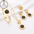 Fashion Dubai 18K Gold Plated Silver Stainless Steel Jewelry Love Geometric Bridal Color Gemstone Bracelet Design Sets