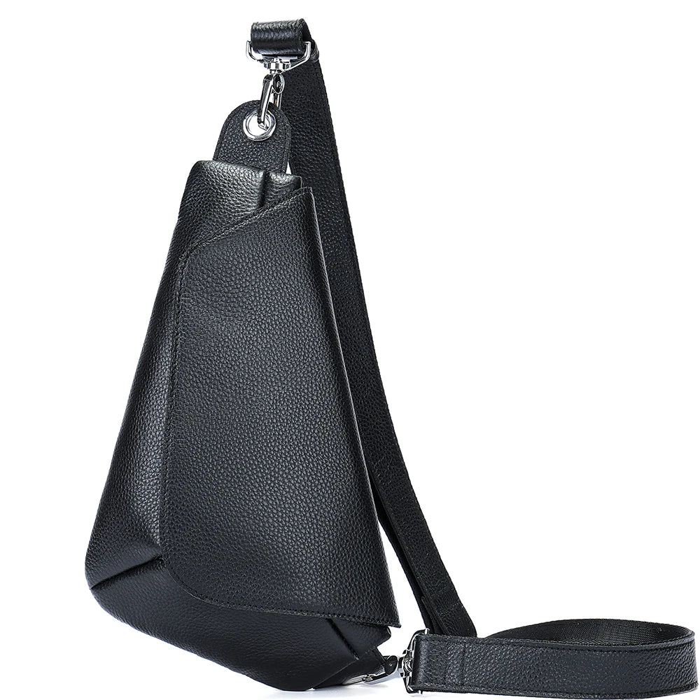 Marrant Men Chest Crossbody Shoulder Backpack Genuine Leather Sling Bag Travel Daypack Leather Chest Bag for Women and Men