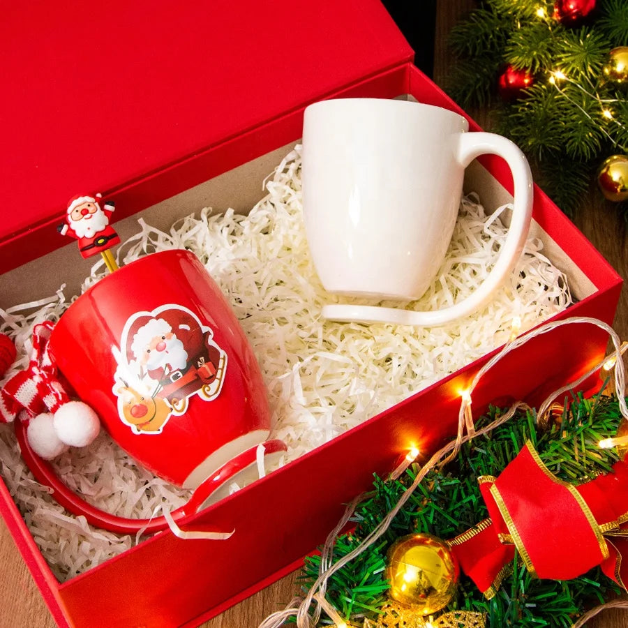 Custom logo Wholesale Couple Cute Espresso Cup Christmas Ideas Mugs Custom Ceramic Coffee Mug Gift Box Set