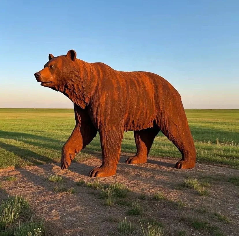 Rusty Steel Animal Sculpture Corten Steel Metal Craft Large Customizable Bear Statue