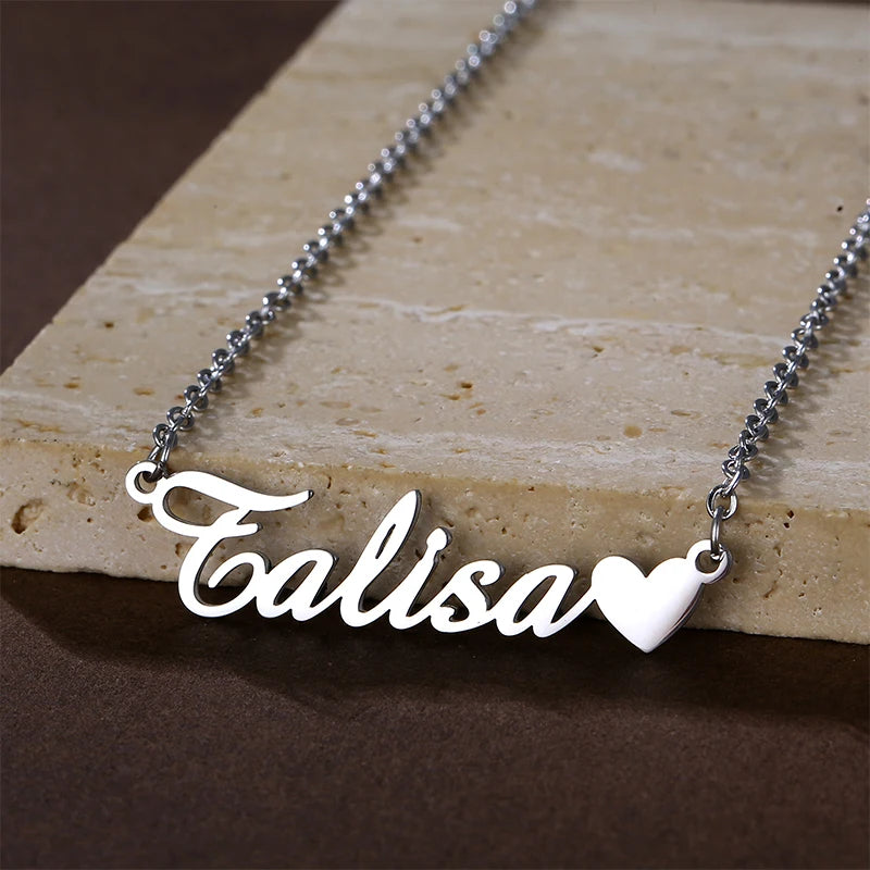 Wholesale Jewelry  Letter Pendant Silver Custom Stainless Steel Personalized Gold Name Plate Necklace
