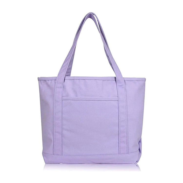 Cheap Simple Color Customized Top Quality Large Capacity Shopping Canvas Tote Bags Cotton