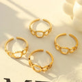 Square hollow adjustable ring stainless steel trendy gold plated gold rings for women anillos de oro