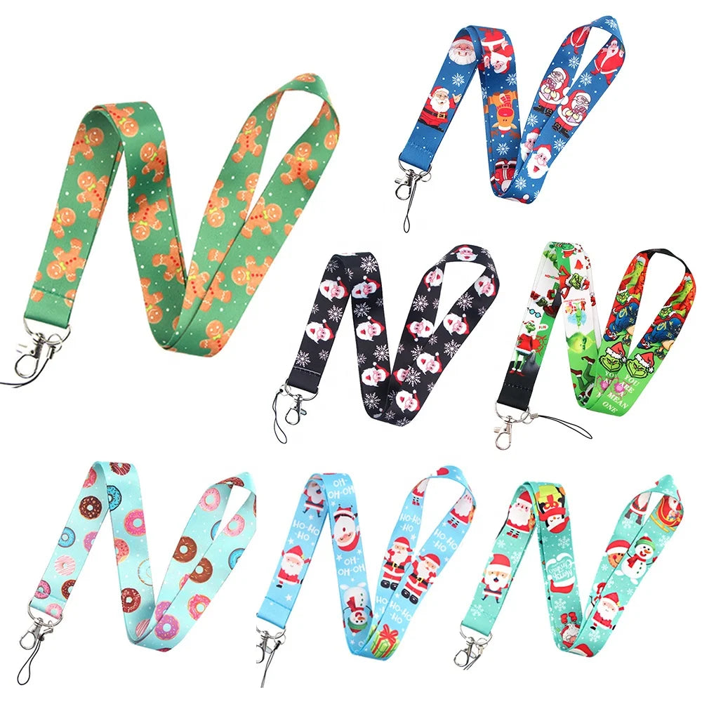 Wholesale Christmas Snowman Holiday Nurse Accessories Polyester Lanyard with Neck Strap for Doctor Gifts Badge Holder Accessory