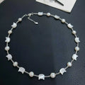 Natural White Mother Shell Cat Starry Sky Necklace S925 Pure Silver Lobster Buckle with 7-8mm Baroque Pearl Necklace Cute