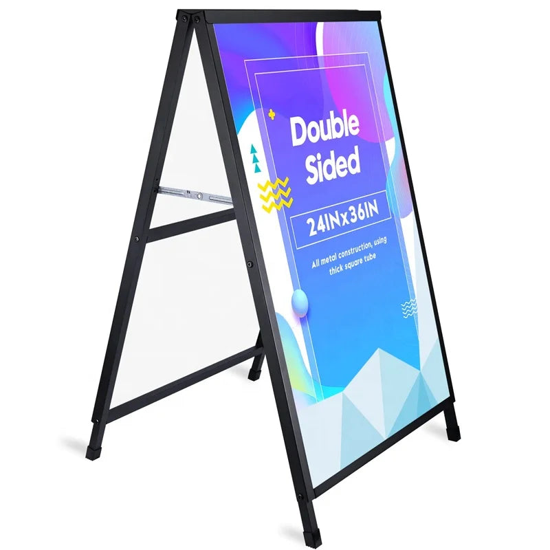 A- Frame Poster Stand 24 X 36 Inch Outdoor Sign Metal Collapsible Signs Stand Double-Sided Display Poster Boards