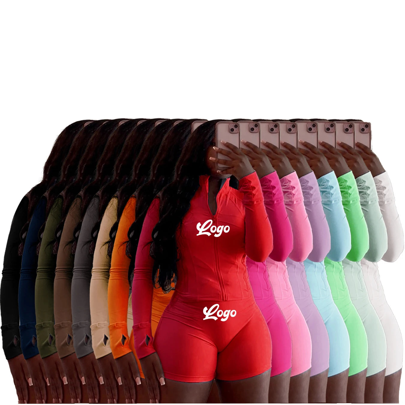 Custom Logo Summer Sports Yoga Outfits for Women 2 Piece Set Casual Zip Patchwork Jacket and Bodycon Shorts Two Piece Suits