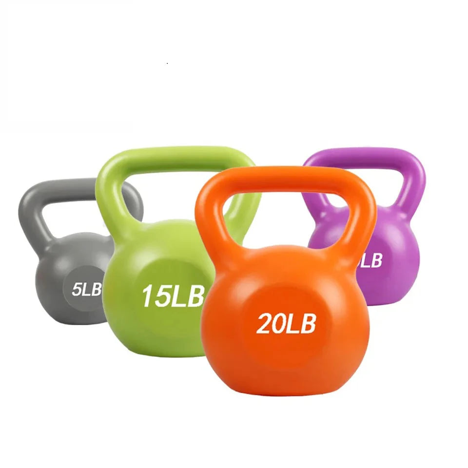 S&HFIT Eco-friendly Colorful Durable Anti-slip Cement Sand Filled PVC Vinyl Coated Kettlebell for Strength Training and Fitness