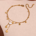 Saint Valentin 2024 Heart Charm Anklets for Women Double Layer Shell Jewelry Gold Plated Stainless Steel Jewelry
