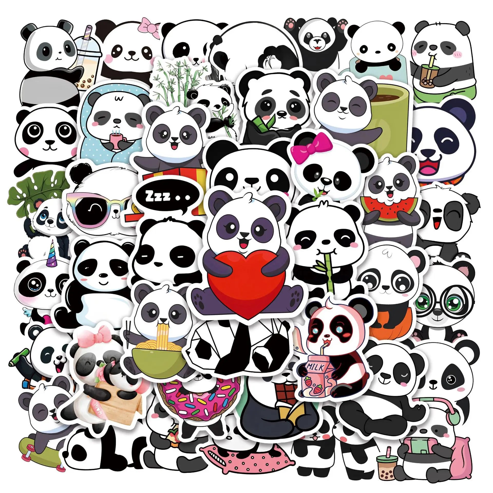 50PCS Cute Funny Animal Decals for Kids Cup Notebook Phone Laptop Decoration Lovely Cartoon Panda Sticker