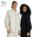 Stand Collar 330 GSM 100% Cotton Oversize Custom Logo Dropped Shoulders Terry Lining Zip up Mens Stand Collar Sweatshirt