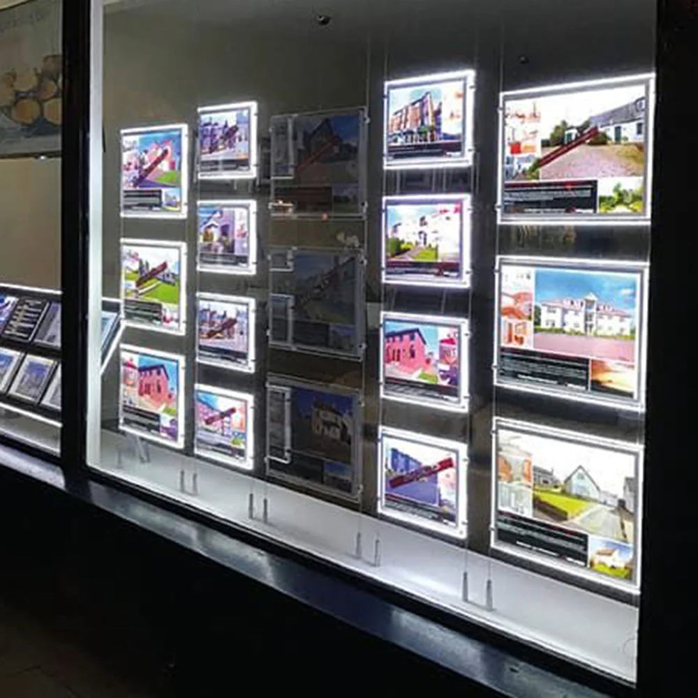 Litsign LS S1 Wall Mounted A3/A4/A1 Pockets Eco-Friendly LED Acrylic Glass Advertising Frame for Real Estate Window Display
