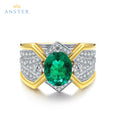 Fine Jewelry 925 Sterling Silver Ring 2CT Lab Grown Emerald Rings Oval Diamond Rings for Husband Christmas Gift Wedding Party