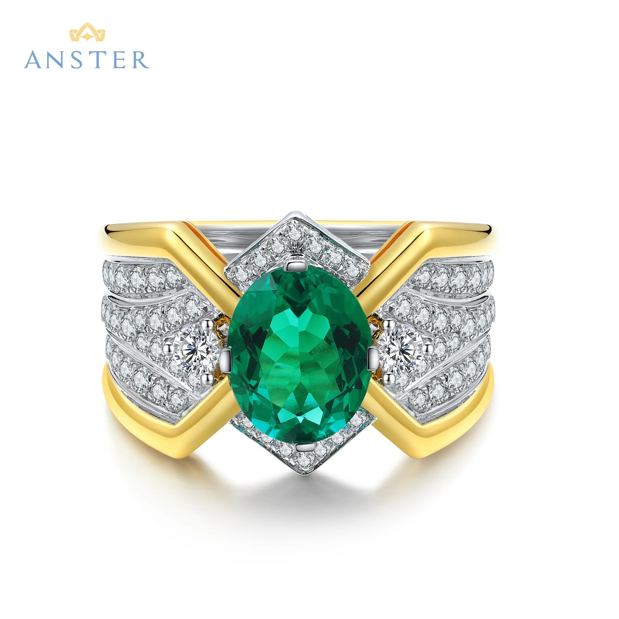 Fine Jewelry 925 Sterling Silver Ring 2CT Lab Grown Emerald Rings Oval Diamond Rings for Husband Christmas Gift Wedding Party