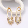 Supplies Making Irregular Oval Shape Micro Pave Zircon 14k Gold Plated Brass Double Hanging Pendant Handmade Women's Trendy