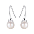 PAG&MAG Beautiful Sterling Silver Spoon Shape Putting a Fine Natural Pearl Stud Earring for Women Bridal Chandelier Earrings