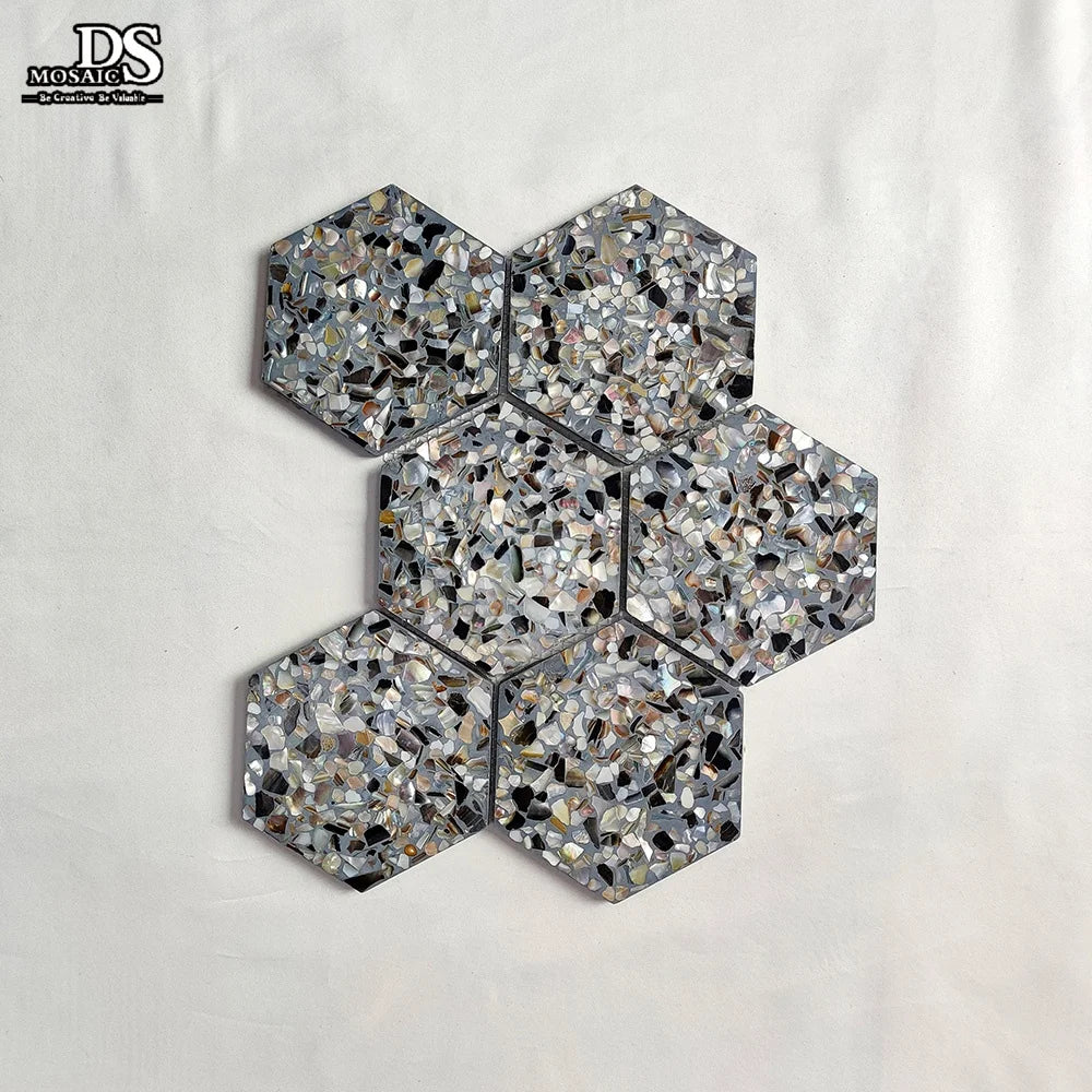 Polished Pinctada Margaritifera Irregular Shape Natural Mother Pearl Shell Tile Waterjet Cut Parquet Mosaic Modern Marble