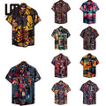 Liu Ming Mens Fashion Ethnic Short Sleeve Shirt Casual Printing Hawaiian Beach Blouse T Shirt