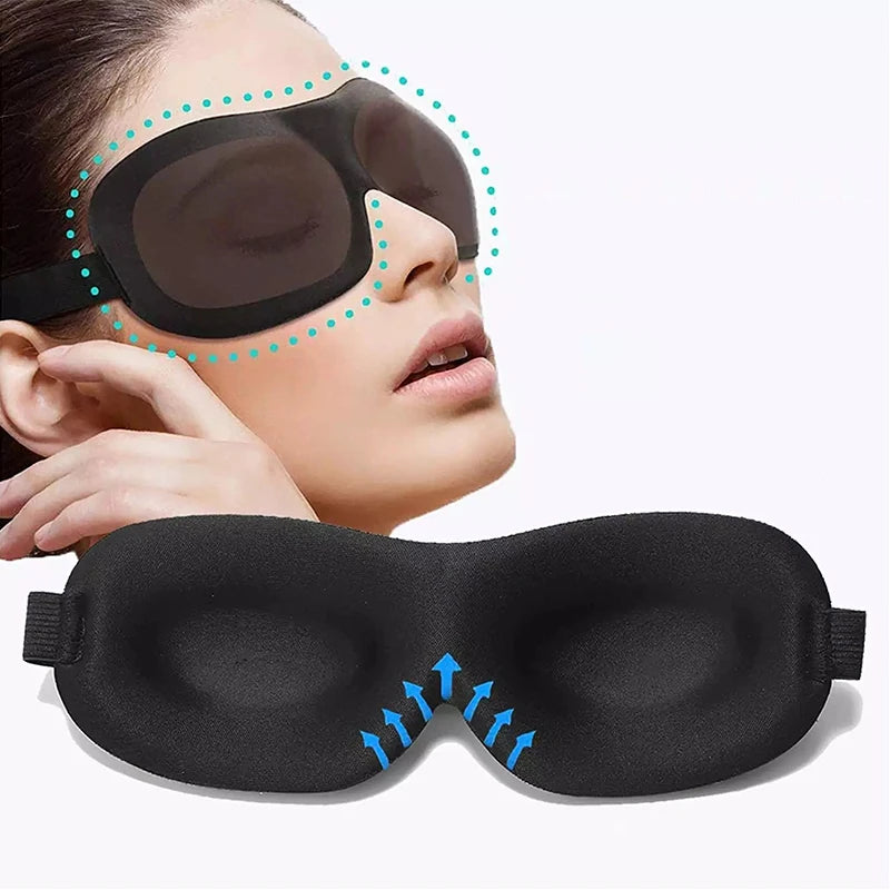 Invisible Alar Deep Orbit 3D Cotton Padded Silk Fabric Lightproof Sleeping Masks with Travel Combo Set