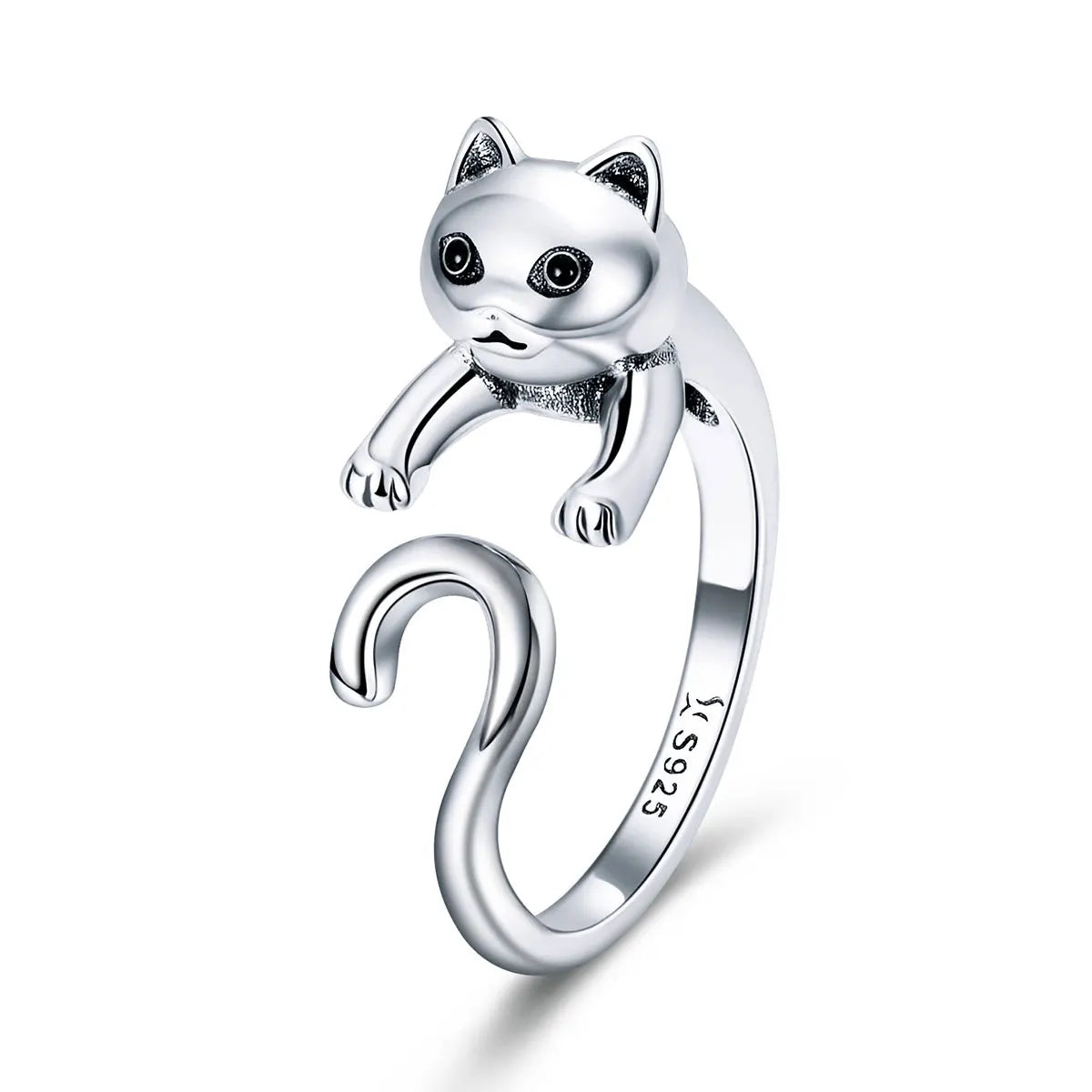Factory 925 Sterling Silver Cute Pet Cat Finger Rings for Women Authentic Silver Party Ring Fine Jewelry Gift SCR409