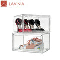 Lavinia 2026 Quick Delivery Wholesale Shoe Organizers Storage Folding Sneaker Shoe Bins Foldable Clear Shoe Storage Box
