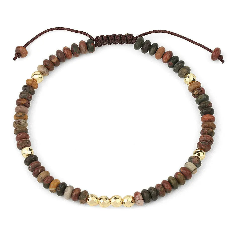 Minimalist Gemstone Bracelet for Women Fine Jewelry Healing Yoga Meditation Handmade Adjustable Stone Picasso Beaded Bracelet