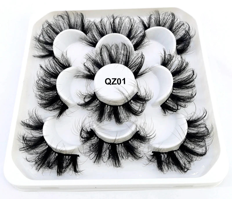 Reusable Synthetic Hair Handmade Black Cotton Stalk False Eyelashes 18-23mm for Messy 5pairs Natural Long Thick Extension