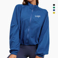 Woman High Collar Full Zipper Bottom Yoga Jacket Two Side Pocket Custom Women Zip up Yoga Jackets