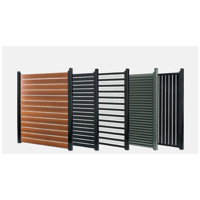 Wholesale Top Slats Privacy Aluminum Alloy Fence Outdoor Modern Metal Black Aluminium Fence Panels