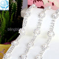 Hot Selling Silver Rhinestone Chain Metal White Pearl Trimming Chain for Dress Accessories Crystal Chain Trim