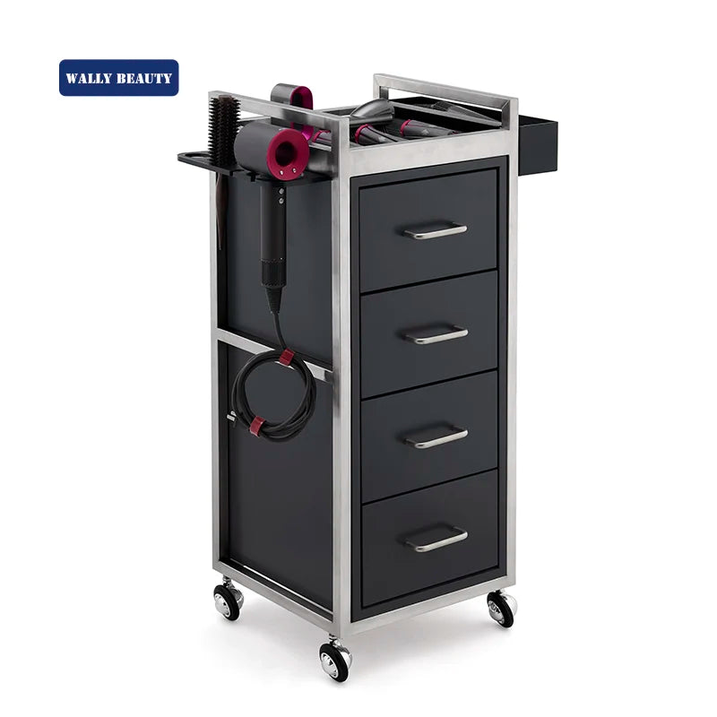 Wallybeauty Black Salon Equipment Beauty Salon Tools Storage Cabinet Hair Salon Stations Hair Cart