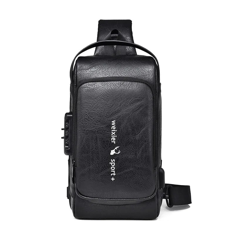 2026 Men Trending Shoulder Bag Waterproof Chest Motorcycle Bike Sling Bag with Lock Custom Logo USB Anti Theft Crossbody Bag