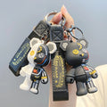Cartoon Funny Half Skeleton Body Robot Mechanical Bear Keychain Fashion Punk Animal Keyring Car Bag Pendant Key Chains