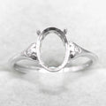 Sterling Silver 7*10mm Semi Mount Ring Empty Frame Blank Support Claws Setting S925 Base Holder Without Center Stone for Inlay