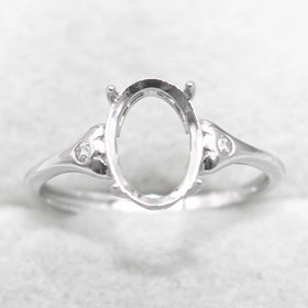 Sterling Silver 7*10mm Semi Mount Ring Empty Frame Blank Support Claws Setting S925 Base Holder Without Center Stone for Inlay