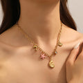 Wholesale Summer Women's Vintage Jewelry Set 18K Gold Plated Link Necklace Conch Shell Charms Stainless Steel Bulk Supply Gift