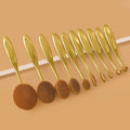YUE New Arrival Women's Beauty Makeup Tools Soft Handy Plastic Handle Vegetarian 10pcs Gold Color Makeup Brush Set