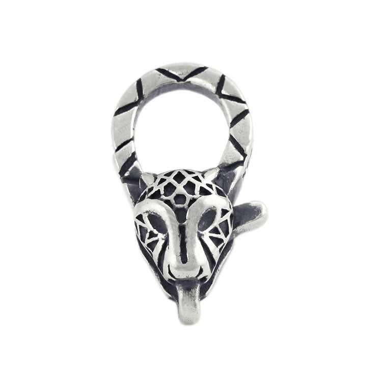 Cool Big Strong Animal Leopard Bracelet Lock Oxidized Sterling Silver Material Lobster Clasp Jewelry Findings