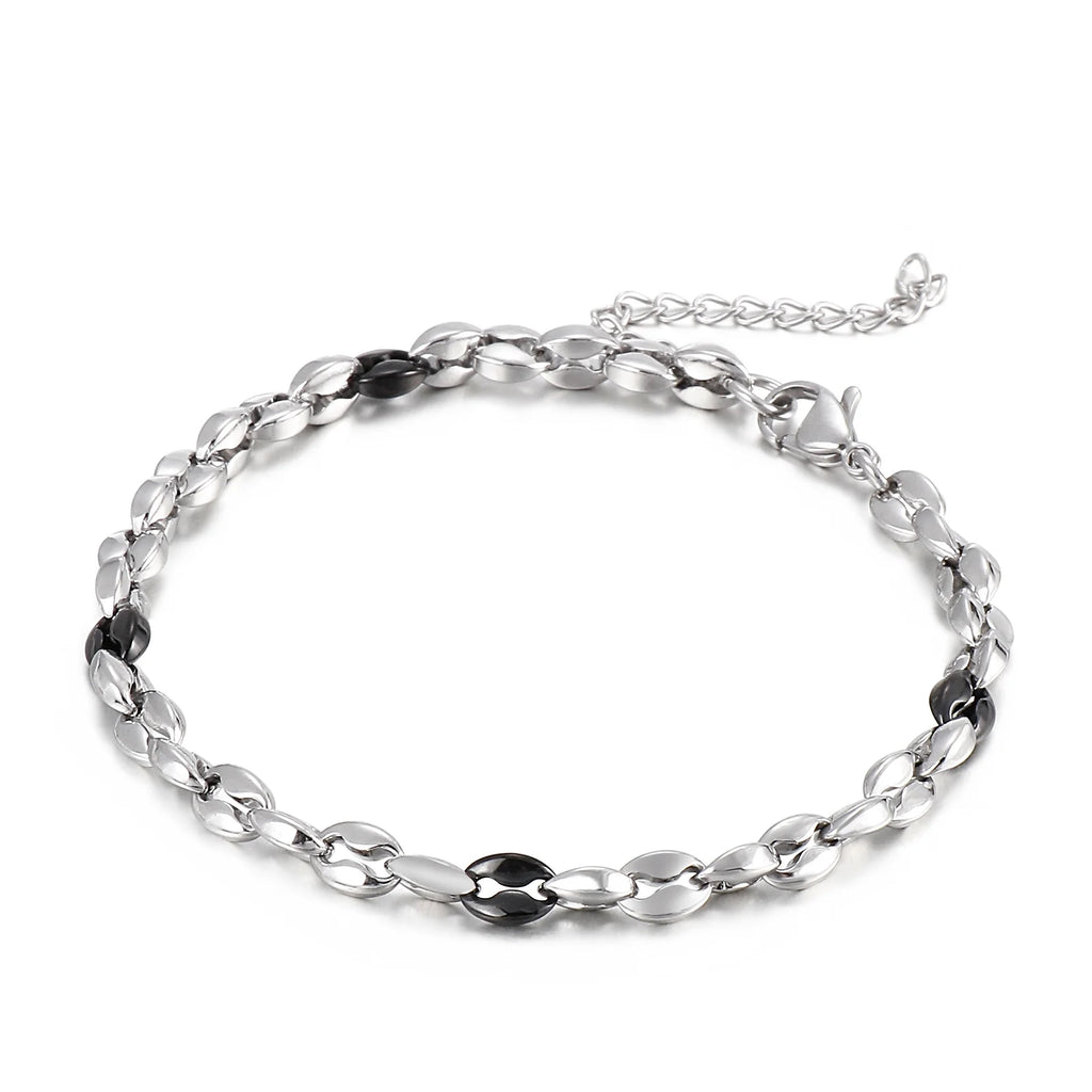 KALEN Stainless Steel Thin Link Chain Bracelet and Necklace Men Jewelry Set