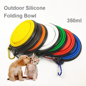 Portable 350ml Personalized Pet Bowl Eco-Friendly Silicone Collapsible Dog/Cat Bowl Carabiner Clip for Travel Camping Luxurious