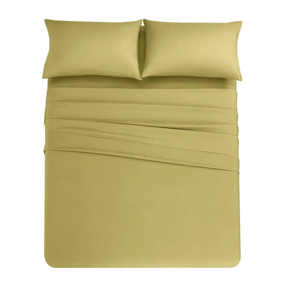 ODM/OEM Color/Size/Package 3/4-pieces Bedsheets Green Solid Color Pillowcases Microfiber Pigment Bed Sheet Set