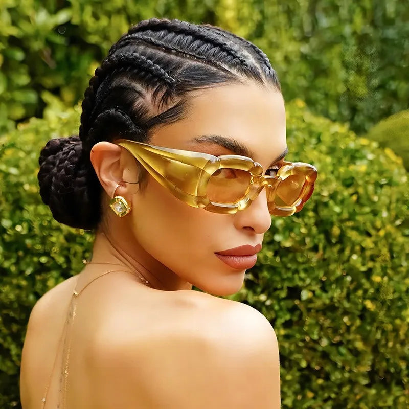 12108 New Arrival Yellow Flower Fashion Women Sunglasses Custom Logo Vintage Y2K Sunglasses Square Shades for Women Men