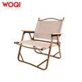 WOQI Manufacturers Wholesale Lightweight Aluminum Frame Foldable High Back Camping Chair Armrest Kermit Chair Travel-Friendly