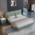 Italian Modern High Resilience  Natural Large Storage Place Upholstered Leather Bed Minimalist