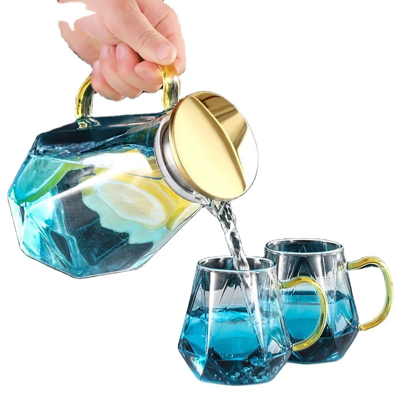Hot Selling Eco-Friendly Glass Pitcher Sets 1500ml 1800ml Stainless Steel Lid Glass Handle Minimalist Design Custom Logo for