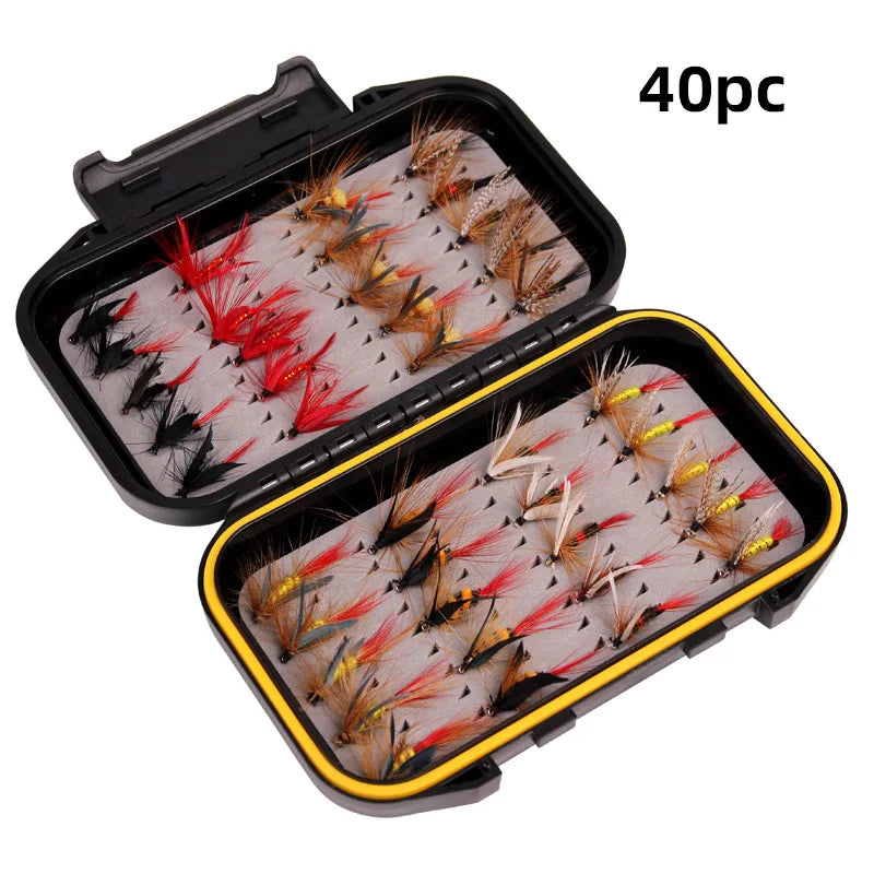 Newbility 40pcs 72pcs 100pcs 120pcs Fishing Accessories Kit Mixed Fly Fishing Tackle Accessories Fly Bait