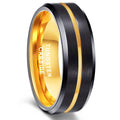 OAHLAN 6mm 8mm Classic Wedding Band Black Gold Grooved Tungsten Carbide Rings for Men Women Engagement Fashion Jewelry Wholesale