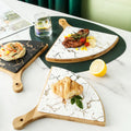 European Style San Shape Steak Plate Eco-Friendly Marble Texture Ceramic Kitchen Restaurant Wooden Plate