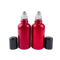 Free Sample Red Frost Plastic Roll-On Perfume Bottle Essential Oil Roller Bottles with Non-Spill Feature and Bottle Stopper